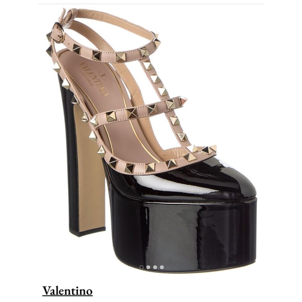 Valentino Rockstud 155 Patent Platform Pump Size 39.5/ US 9.5